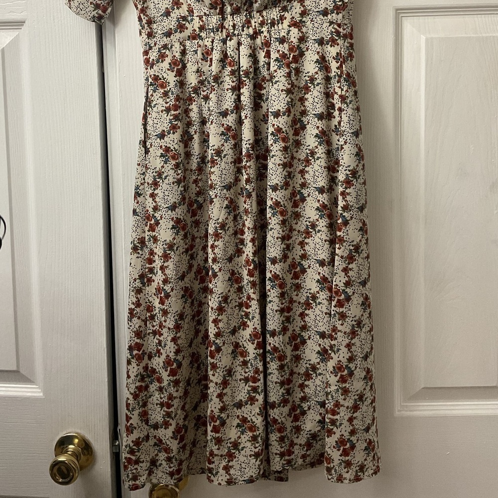 Jessica Robertson Women’s XXS Preppy Prairie Floral White Casual Shirt Dress - Picture 5 of 10